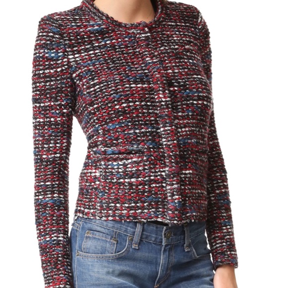 IRO Carene Red Tweed Boucle Jacket - Picture 2 of 8